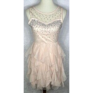 Deb Dress Pink Tween Bedazzled Shimmers Layers  Tulle Party Size Small NEW
